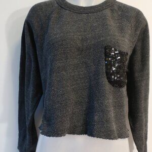Womens Son Of John Gray, Black Sweatshirt Top W/Sequin Patch Pocket M
